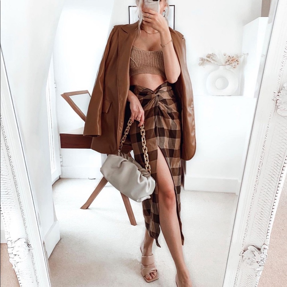 Zara Plaid Wrap Knot Skirt